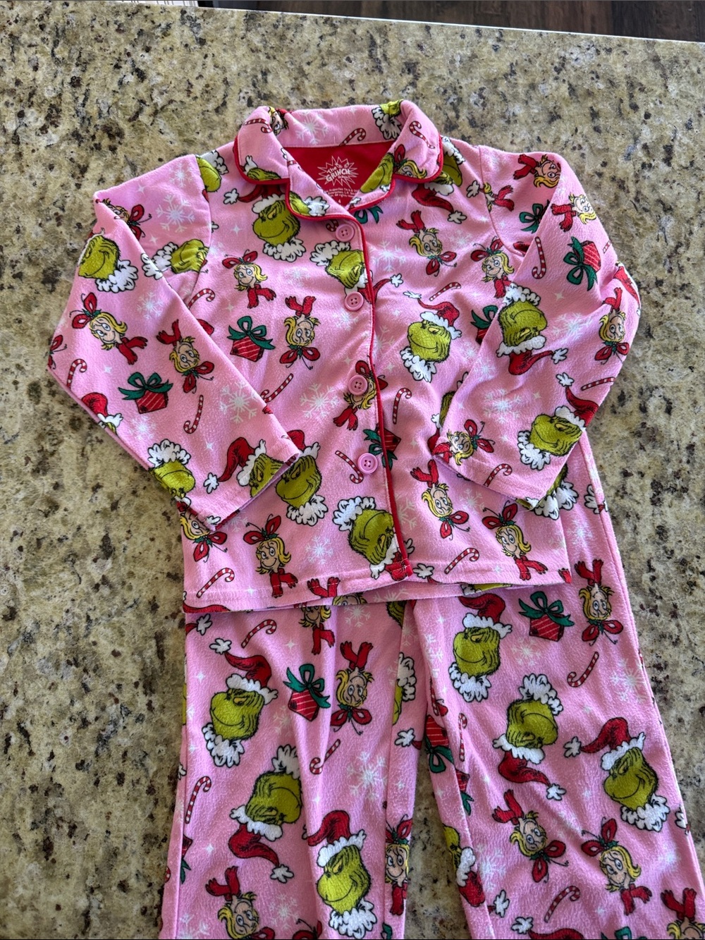 Kids pink Grinch pajama set